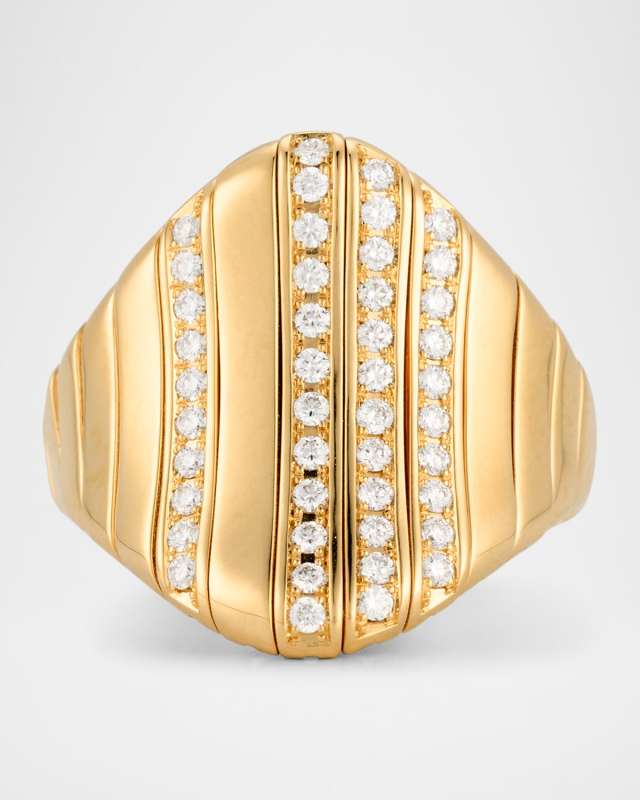 18K Yellow Gold Graduated Ring with Diamonds